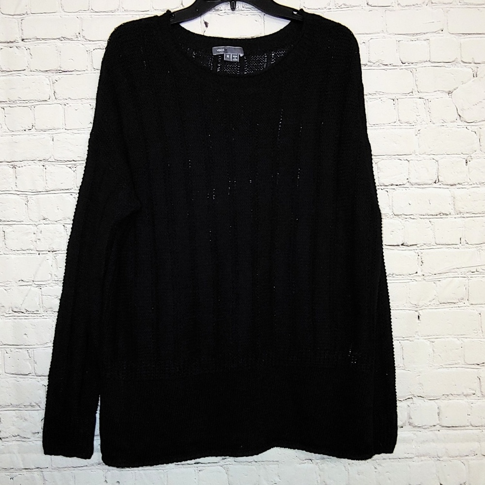 NWOT Black Vince Linen Stretch Crew Sweater M